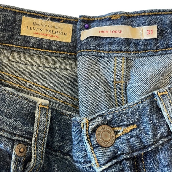 Women’s High Loose Levi’s Jeans‎ Size 31  Wide Leg Y2K 90’s Inspired Medium Wash - Picture 5 of 11